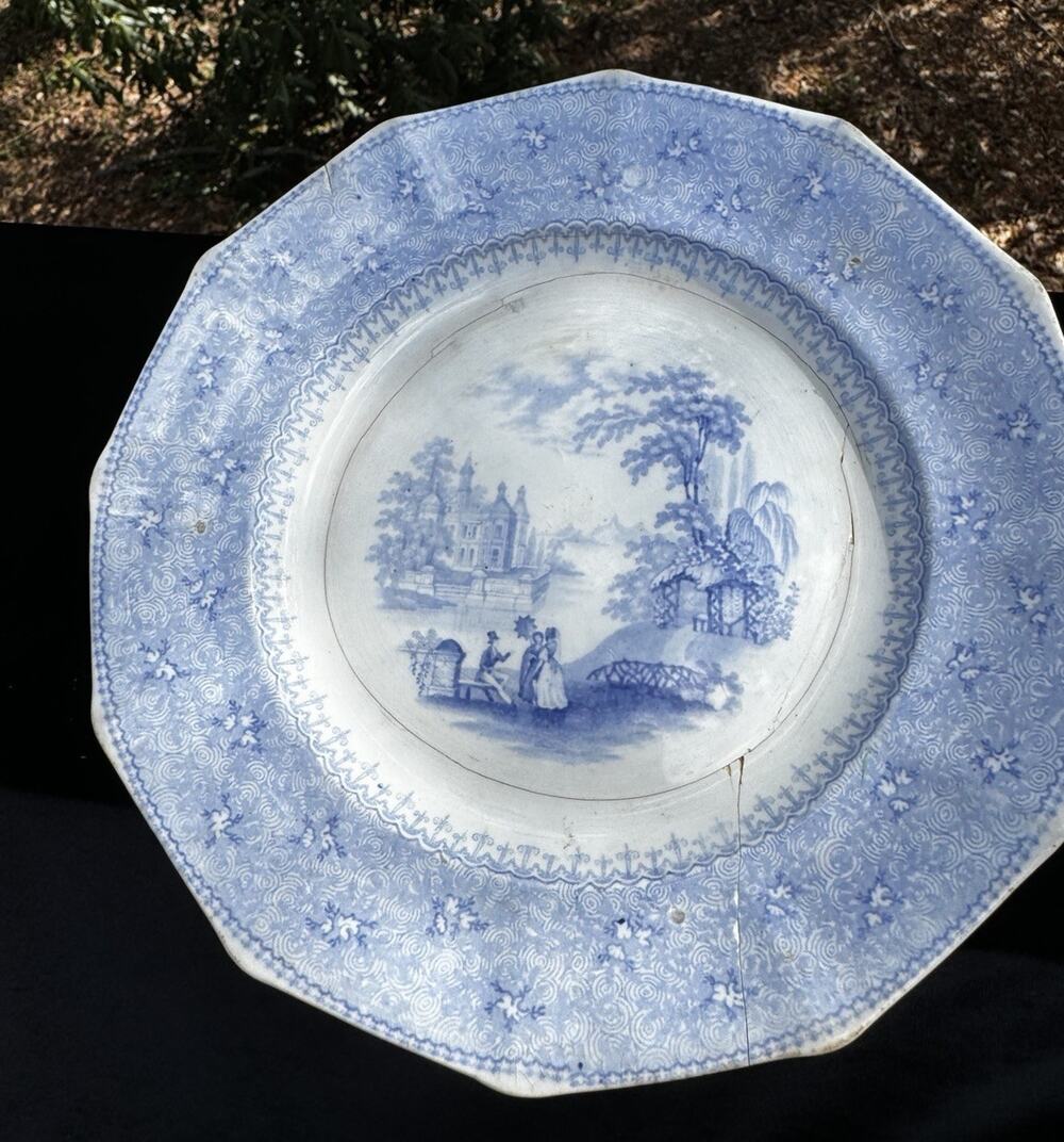 Antique 1800’s T J & J Mayer Garden Scenery Transfer Ware 8” Salad Plate -A19